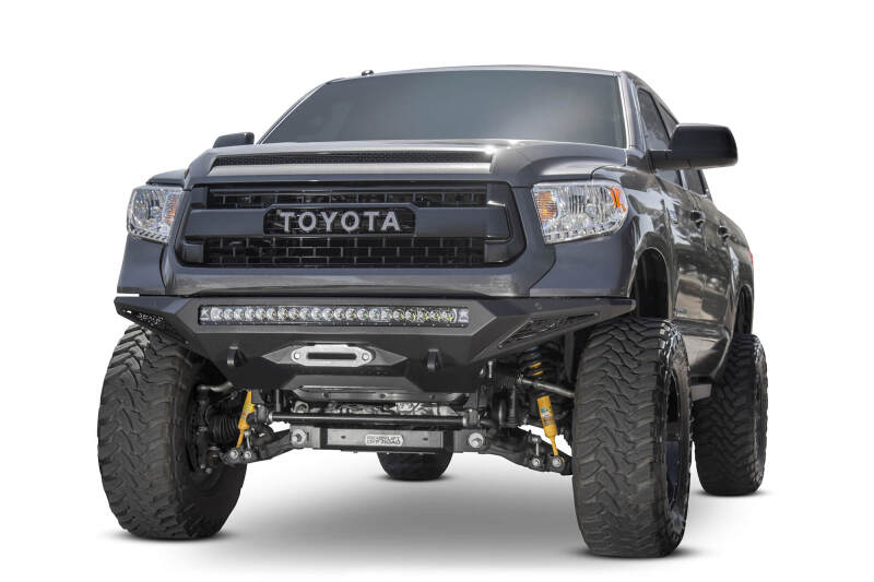 Toyota Tundra Bumper - Front - Addictive Desert Designs - Stealth Fighter w/ Winch Mount & Sensors - Hammer Black, Satin Black - `14-`27
